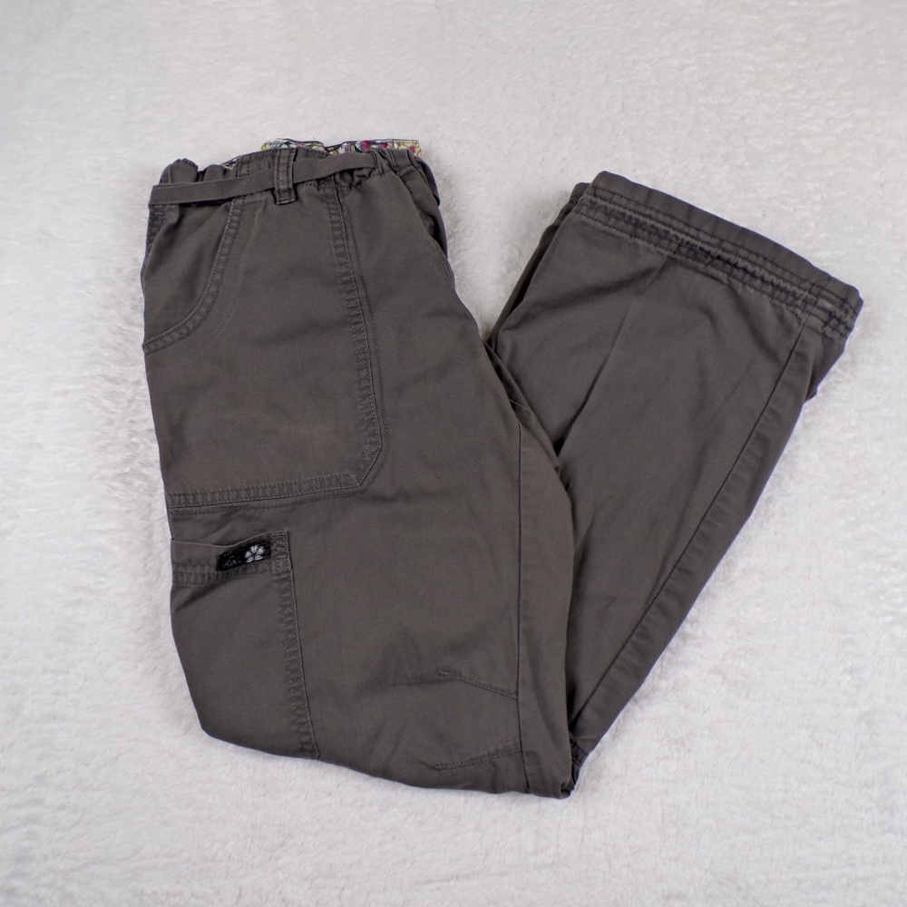Katy Peterson Women's Cargo Gray Drawstring Pants Ankle Cuffed High Rise XS